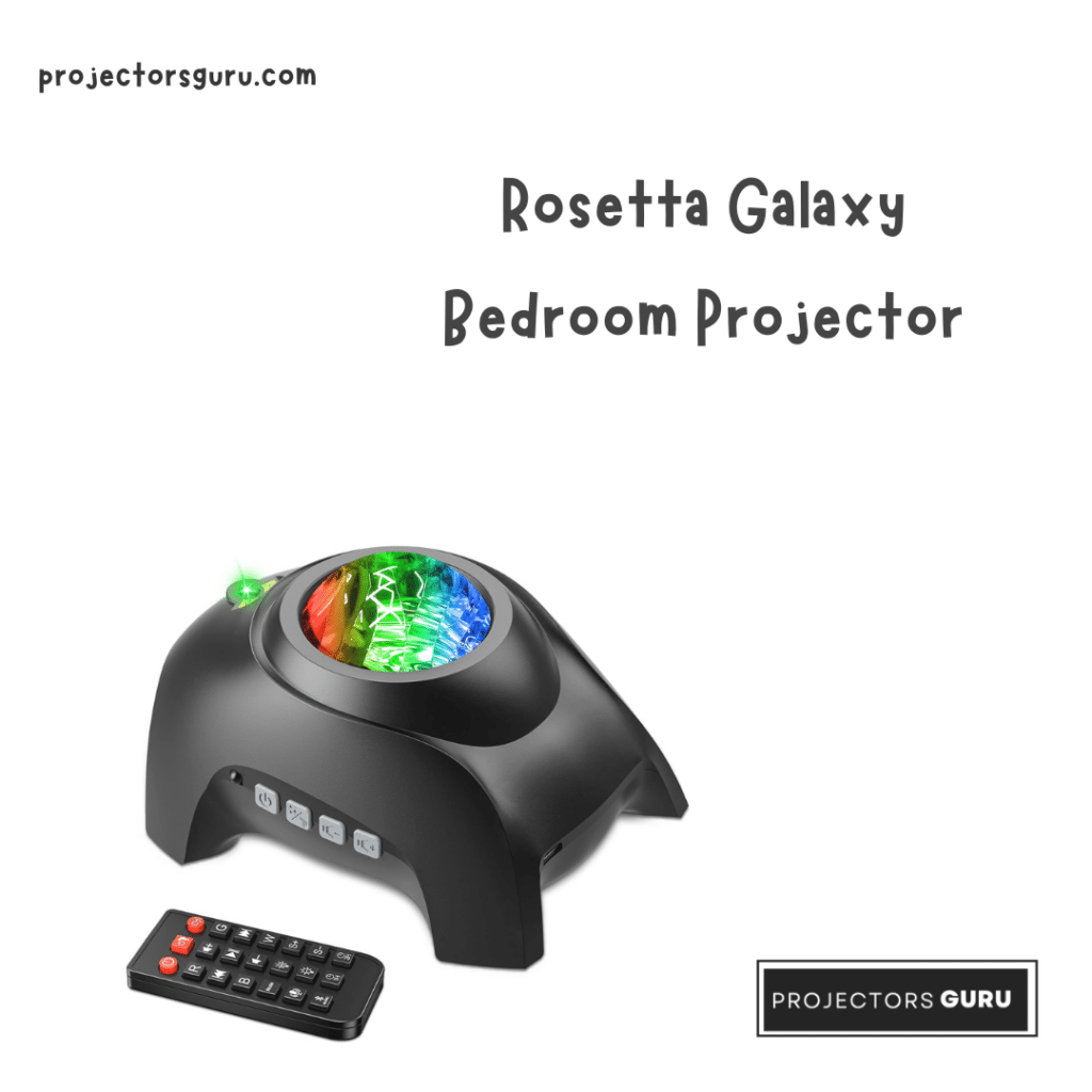 A view of the Rosetta Galaxy Bedroom Projector with a remote