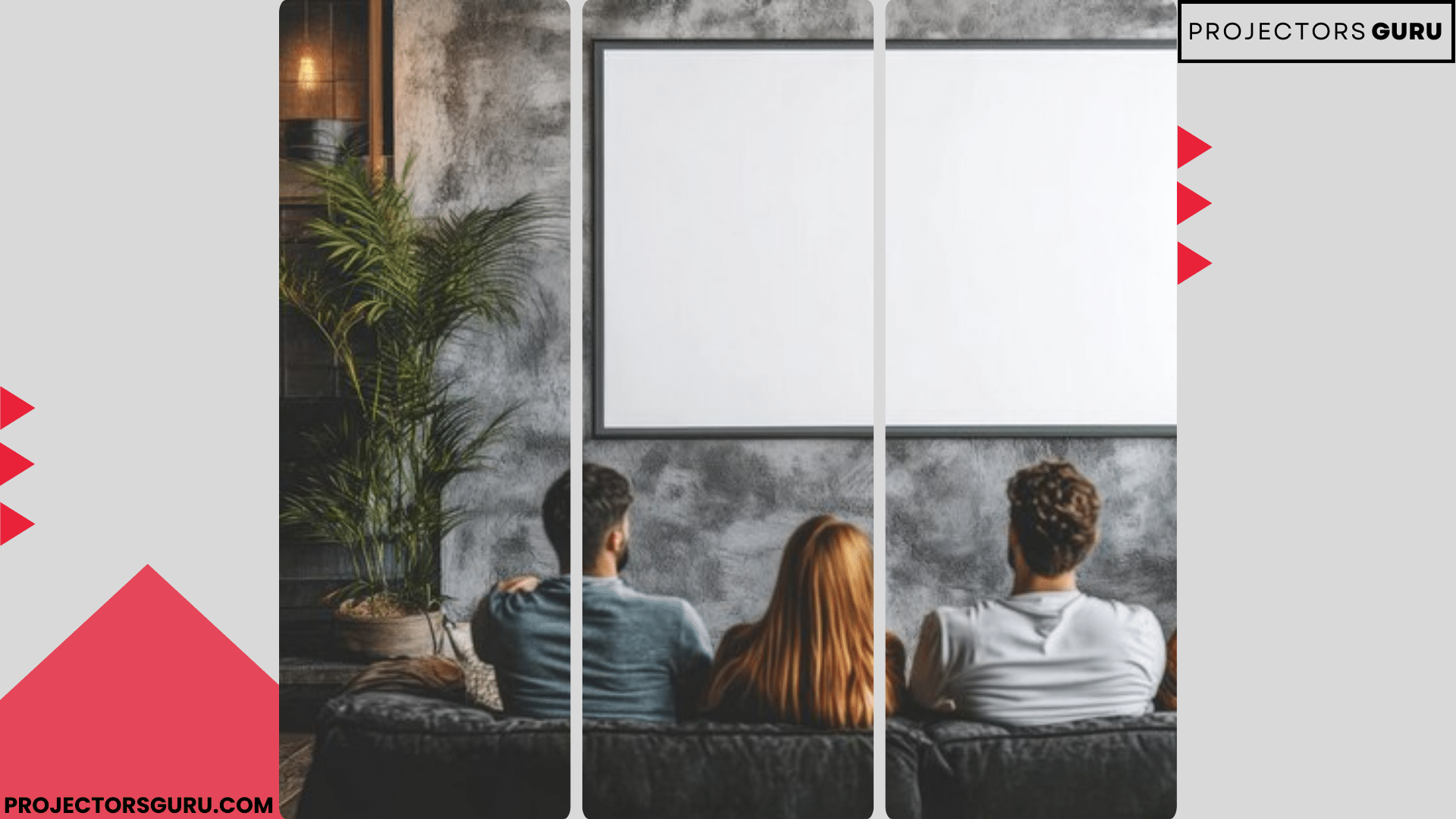 friends sitting infront of a projector