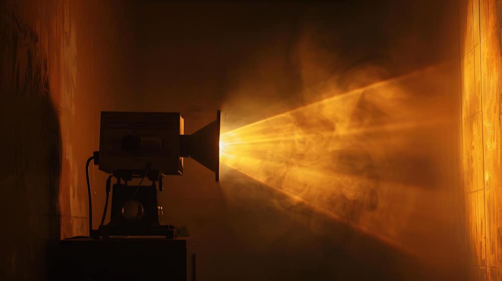 A view of a warm light coming out of a slide projector