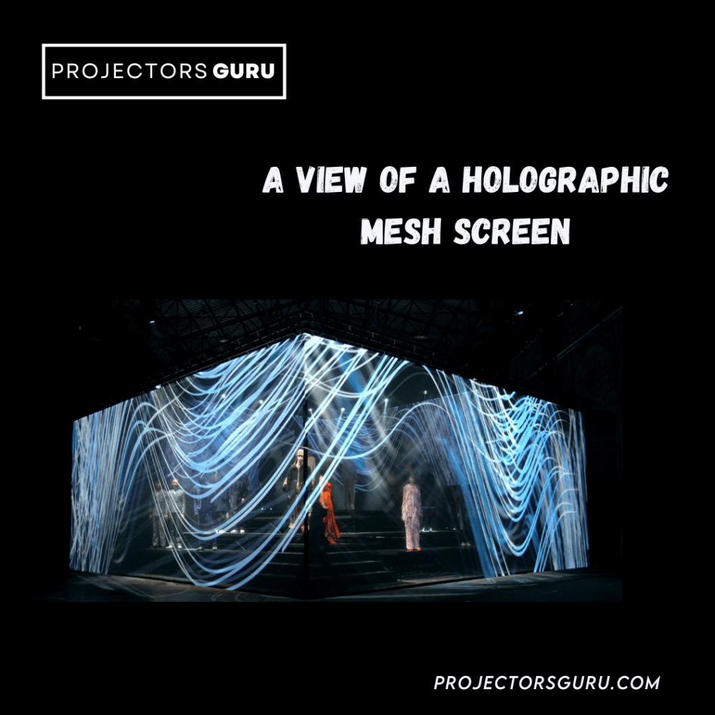 A view of a holographic mesh screen