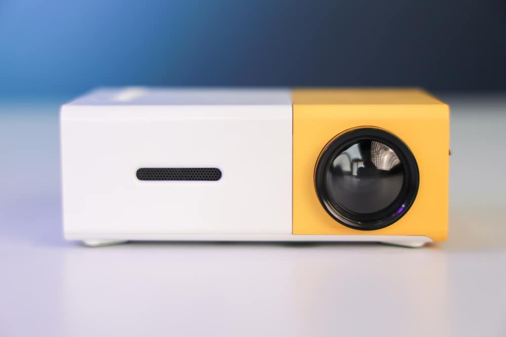 A front view of a mini projector