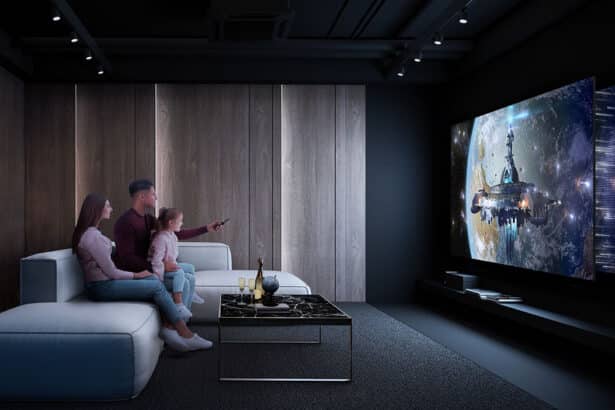 A view of a family watching television in the lounge