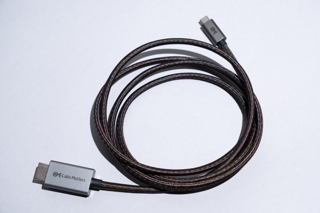A view of a twisted HDMI cable A view of a twisted HDMI cable